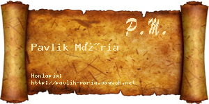 Pavlik Mária névjegykártya
