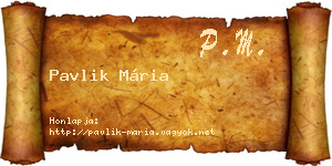 Pavlik Mária névjegykártya